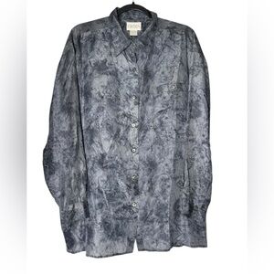 Cocoon Silk Button Up Top Large Minimalist Marble Quiet Luxury Oversized VTG 90s